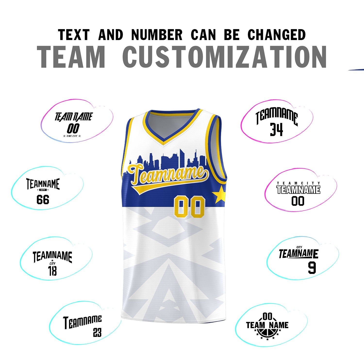 Custom White Personalized City Silhouette Pattern Sports Uniform Basketball Jersey