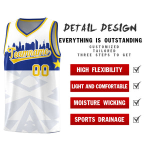 Custom White Personalized City Silhouette Pattern Sports Uniform Basketball Jersey