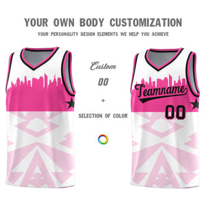 Custom White Personalized City Silhouette Pattern Sports Uniform Basketball Jersey