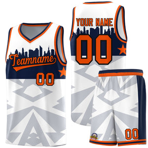 Custom White Personalized City Silhouette Pattern Sports Uniform Basketball Jersey