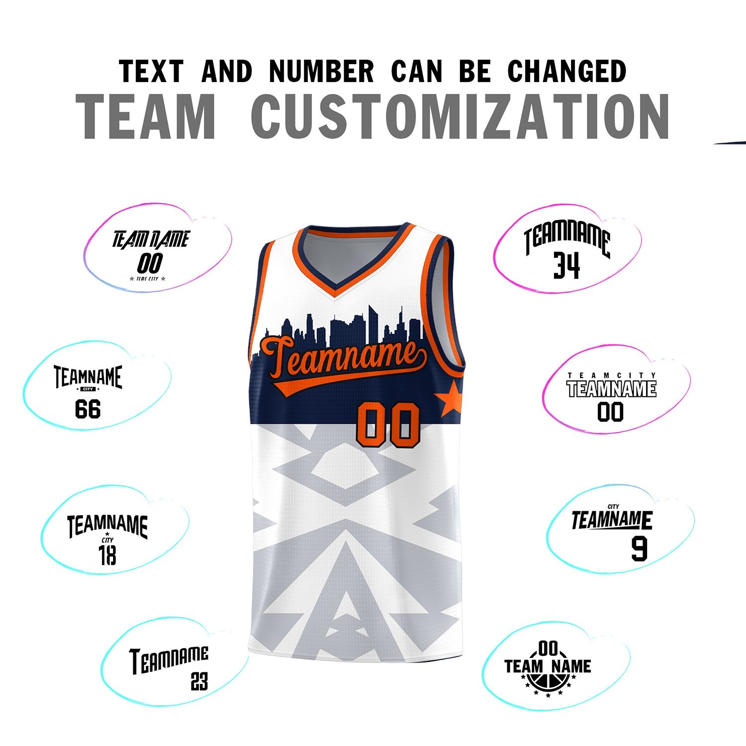 Custom White Personalized City Silhouette Pattern Sports Uniform Basketball Jersey