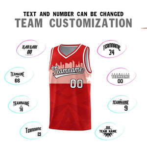 Custom Red Personalized City Silhouette Pattern Sports Uniform Basketball Jersey