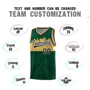 Custom Green Personalized City Silhouette Pattern Sports Uniform Basketball Jersey