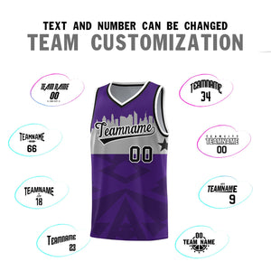 Custom Purple Personalized City Silhouette Pattern Sports Uniform Basketball Jersey