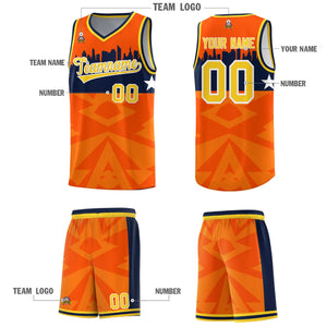 Custom Orange Personalized City Silhouette Pattern Sports Uniform Basketball Jersey