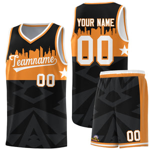 Custom Black Personalized City Silhouette Pattern Sports Uniform Basketball Jersey