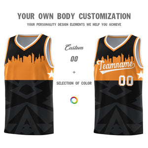 Custom Black Personalized City Silhouette Pattern Sports Uniform Basketball Jersey