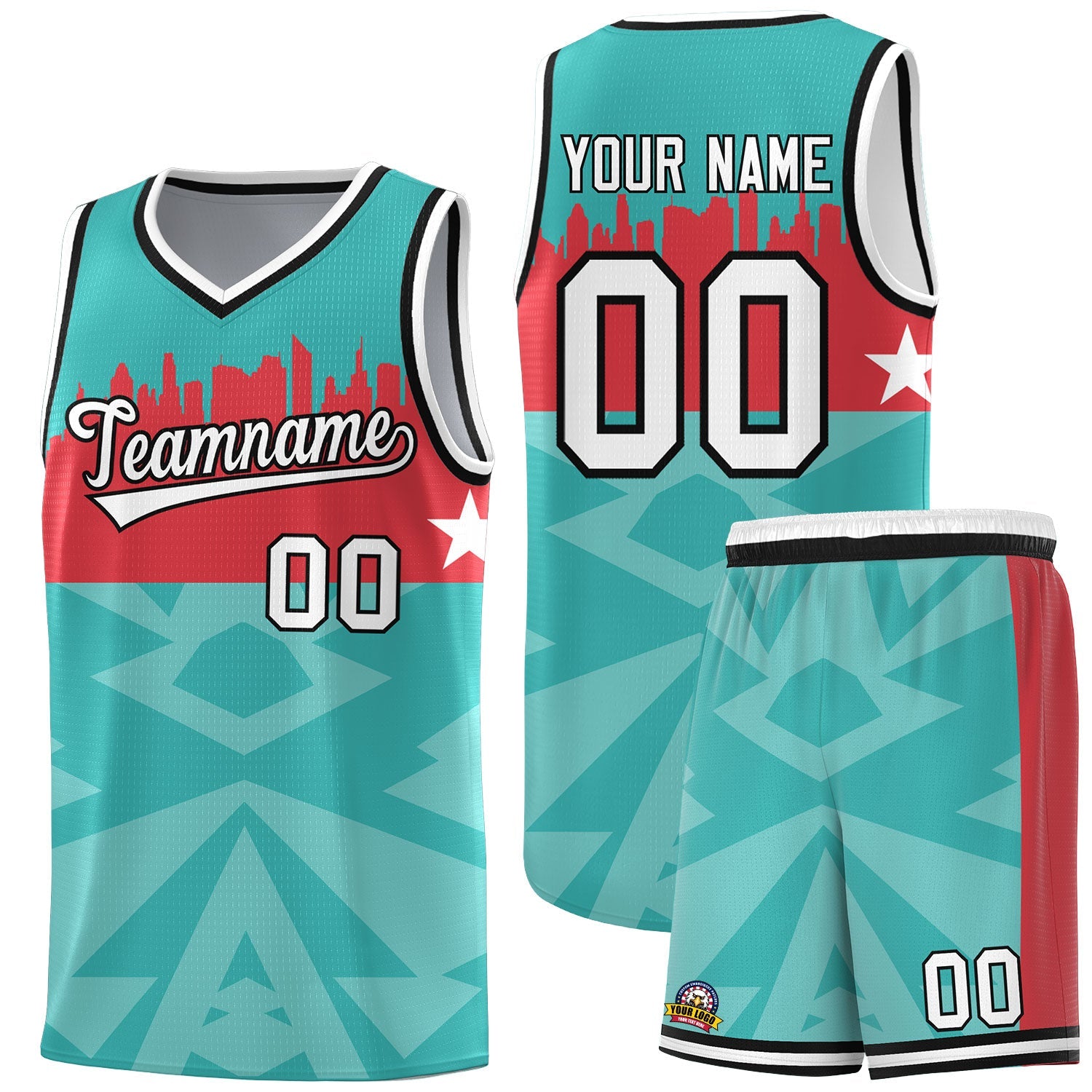 Custom Bright Green Personalized City Silhouette Pattern Sports Uniform Basketball Jersey