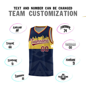 Custom Navy Personalized City Silhouette Pattern Sports Uniform Basketball Jersey