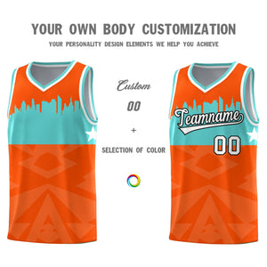 Custom Orange Personalized City Silhouette Pattern Sports Uniform Basketball Jersey