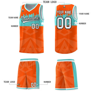 Custom Orange Personalized City Silhouette Pattern Sports Uniform Basketball Jersey