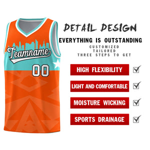 Custom Orange Personalized City Silhouette Pattern Sports Uniform Basketball Jersey