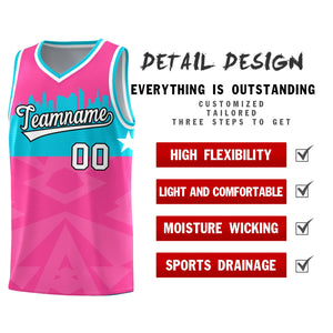 Custom Pink Personalized City Silhouette Pattern Sports Uniform Basketball Jersey