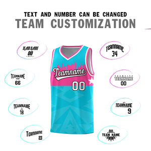 Custom Sky Blue Personalized City Silhouette Pattern Sports Uniform Basketball Jersey