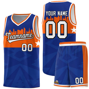 Custom Royal Personalized City Silhouette Pattern Sports Uniform Basketball Jersey