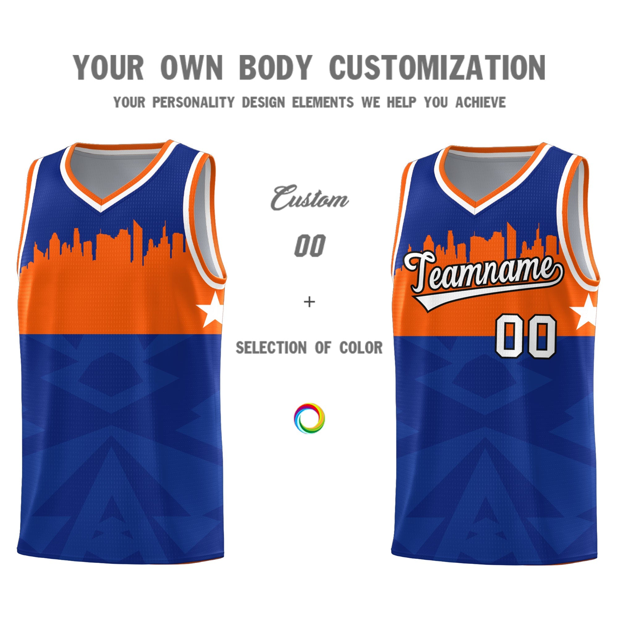 Custom Royal Personalized City Silhouette Pattern Sports Uniform Basketball Jersey