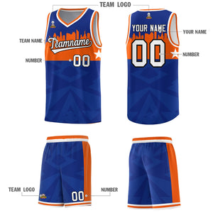 Custom Royal Personalized City Silhouette Pattern Sports Uniform Basketball Jersey