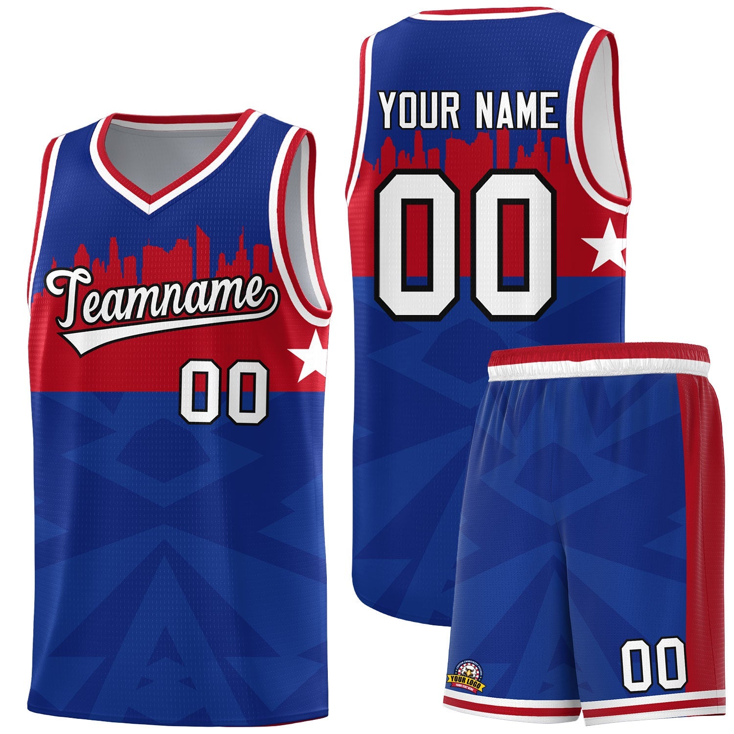 Custom Royal Personalized City Silhouette Pattern Sports Uniform Basketball Jersey