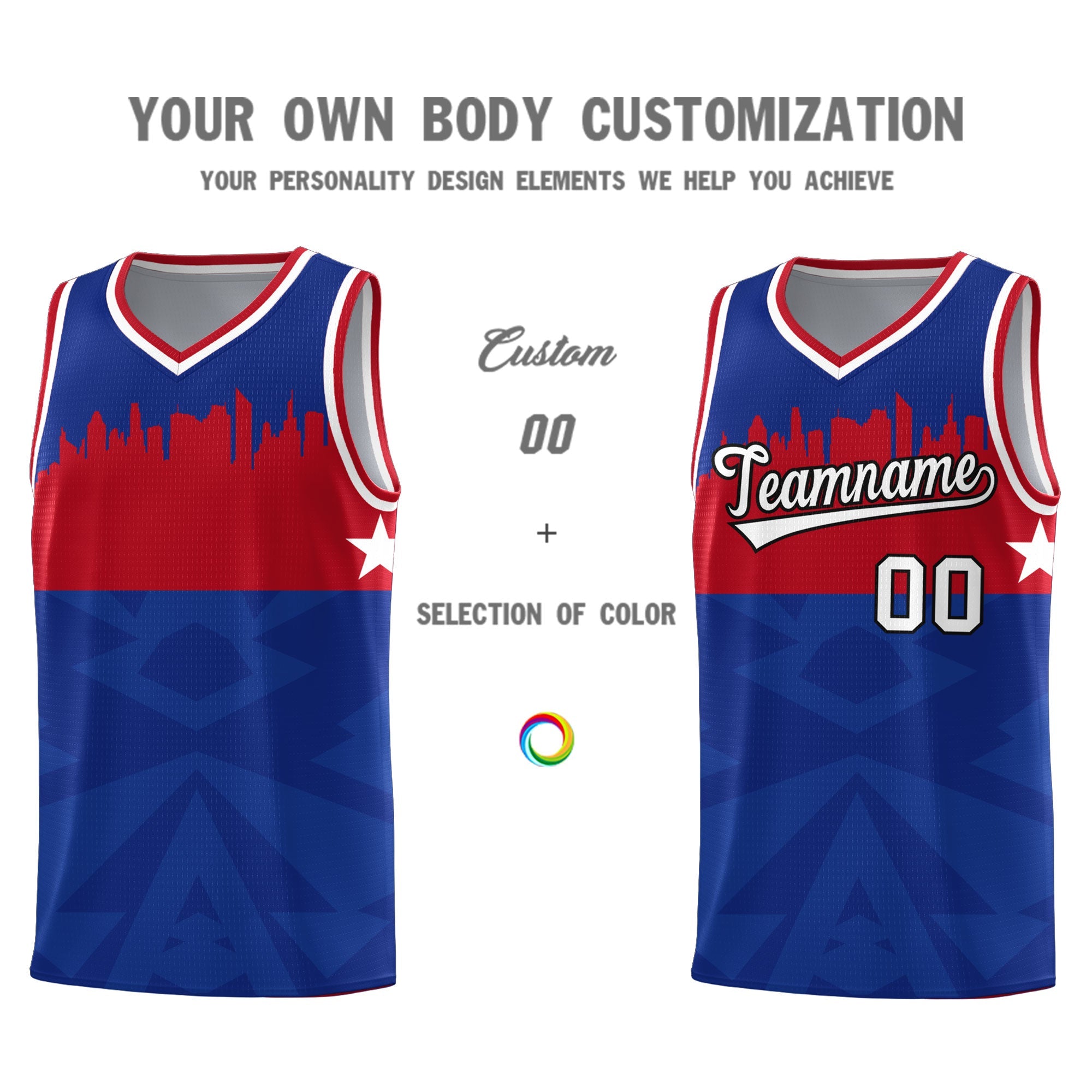 Custom Royal Personalized City Silhouette Pattern Sports Uniform Basketball Jersey