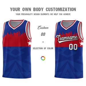 Custom Royal Personalized City Silhouette Pattern Sports Uniform Basketball Jersey