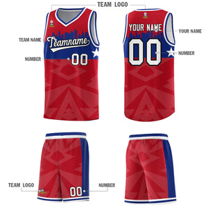 Custom Red Personalized City Silhouette Pattern Sports Uniform Basketball Jersey