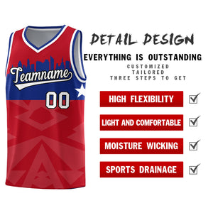 Custom Red Personalized City Silhouette Pattern Sports Uniform Basketball Jersey