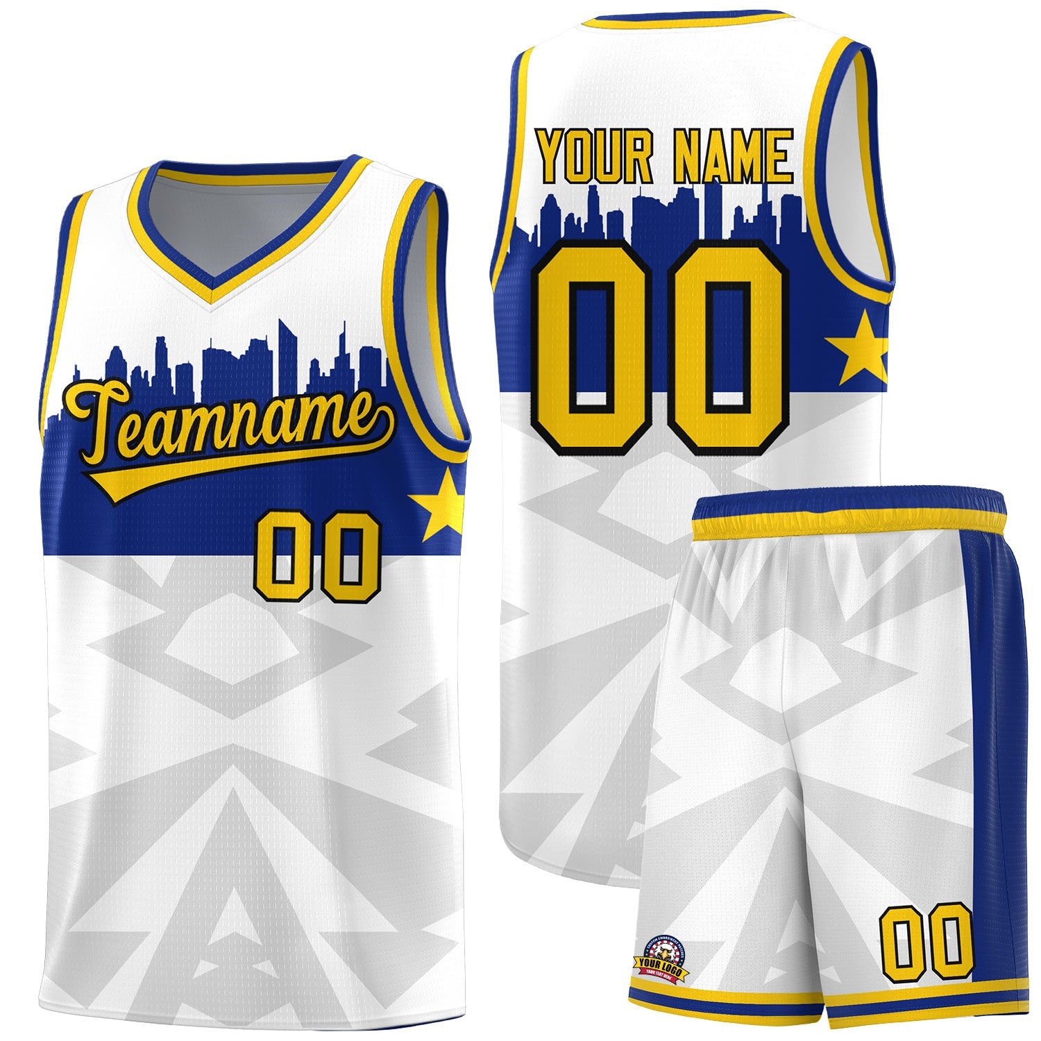 Custom White Personalized City Silhouette Pattern Sports Uniform Basketball Jersey