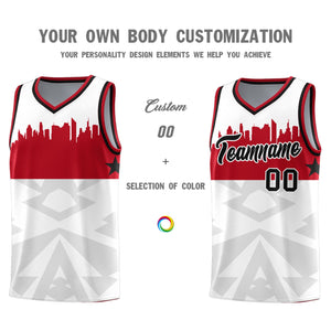 Custom White Personalized City Silhouette Pattern Sports Uniform Basketball Jersey