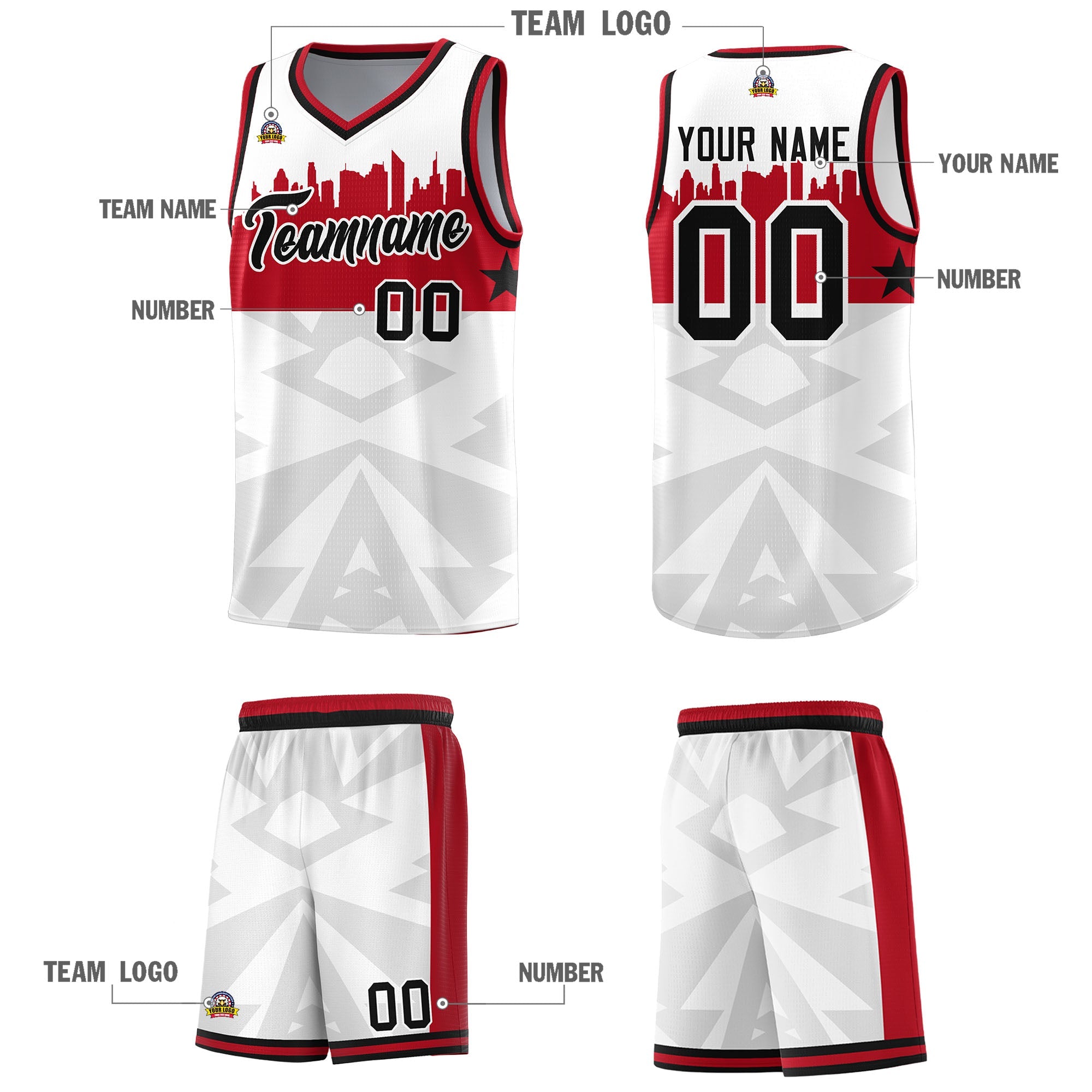 Custom White Personalized City Silhouette Pattern Sports Uniform Basketball Jersey