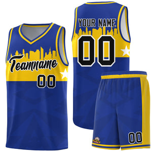 Custom Royal Personalized City Silhouette Pattern Sports Uniform Basketball Jersey