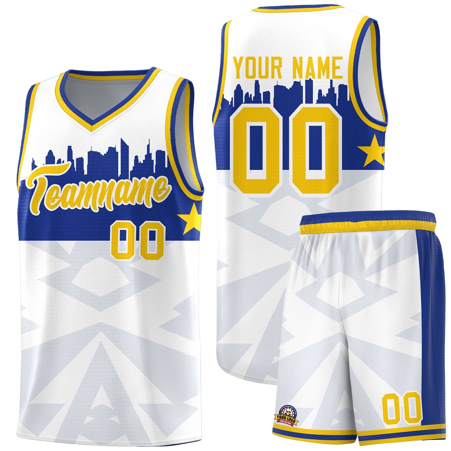 Custom White Personalized City Silhouette Pattern Sports Uniform Basketball Jersey