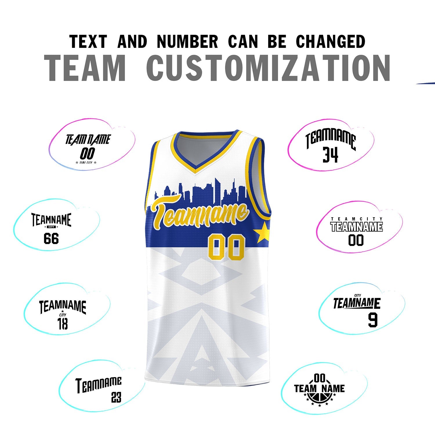 Custom White Personalized City Silhouette Pattern Sports Uniform Basketball Jersey