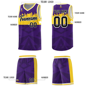 Custom Purple Personalized City Silhouette Pattern Sports Uniform Basketball Jersey