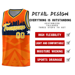 Custom Orange Personalized City Silhouette Pattern Sports Uniform Basketball Jersey