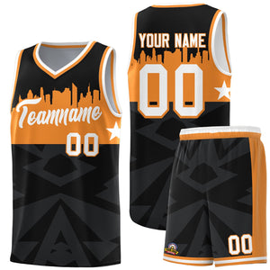 Custom Black Personalized City Silhouette Pattern Sports Uniform Basketball Jersey