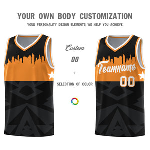 Custom Black Personalized City Silhouette Pattern Sports Uniform Basketball Jersey