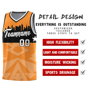 Custom Orange Personalized City Silhouette Pattern Sports Uniform Basketball Jersey