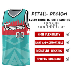 Custom Bright Green Personalized City Silhouette Pattern Sports Uniform Basketball Jersey