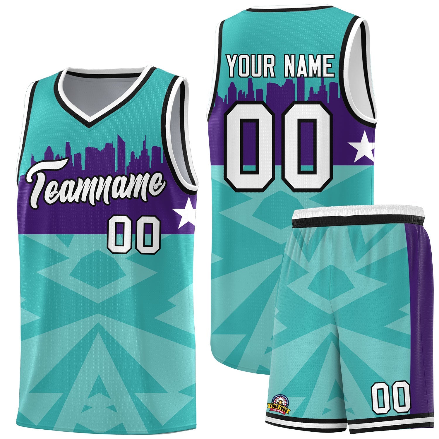 Custom Bright Green Personalized City Silhouette Pattern Sports Uniform Basketball Jersey