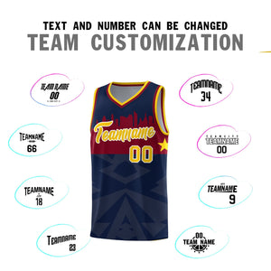 Custom Navy Personalized City Silhouette Pattern Sports Uniform Basketball Jersey