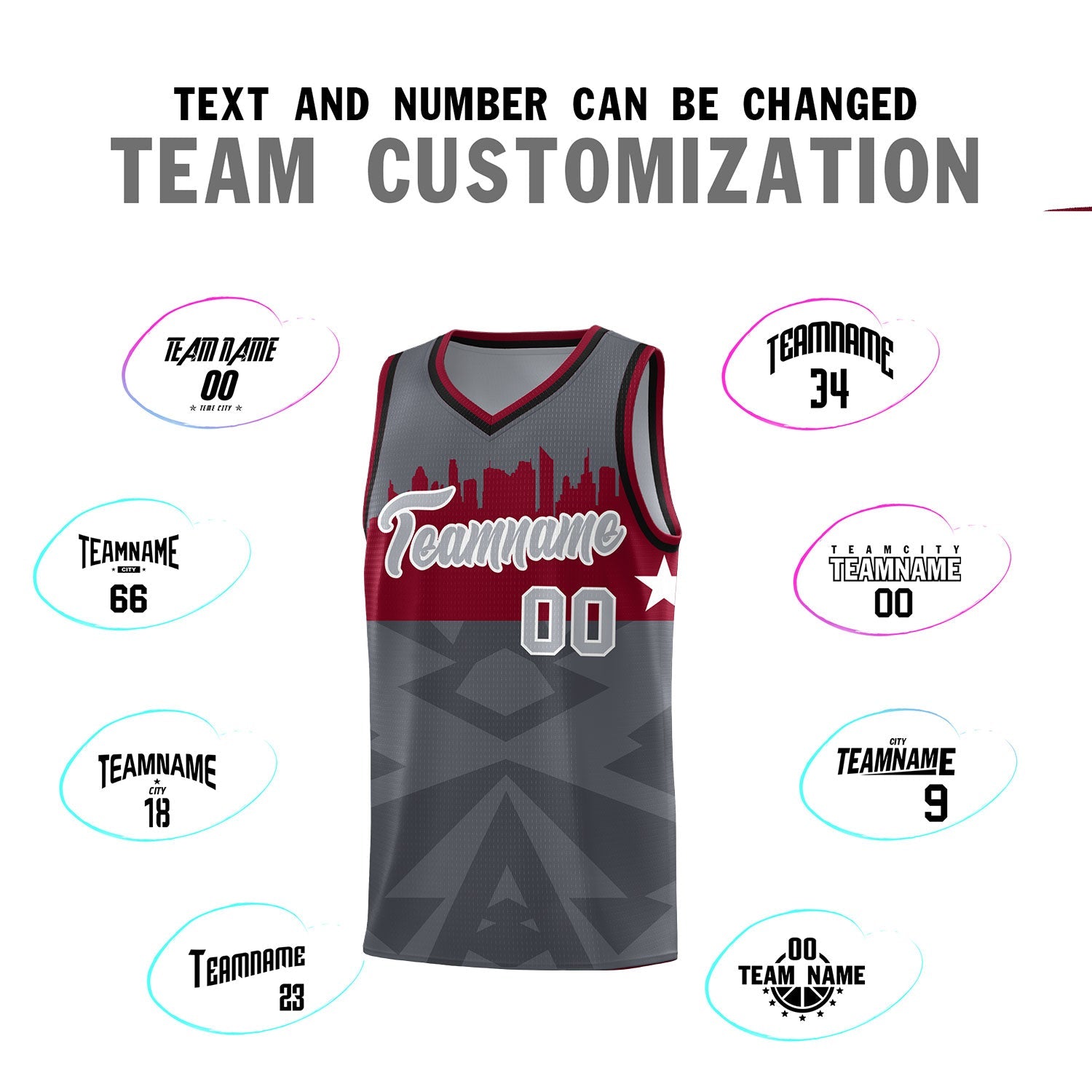 Custom Dark Gray Personalized City Silhouette Pattern Sports Uniform Basketball Jersey