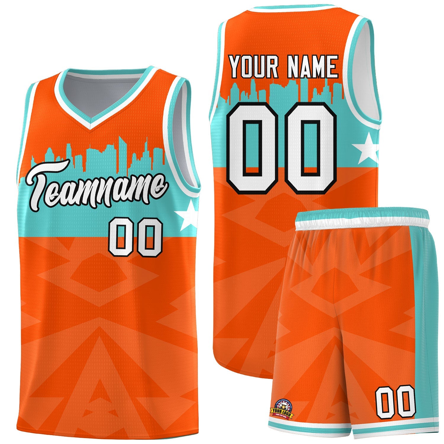 Custom Orange Personalized City Silhouette Pattern Sports Uniform Basketball Jersey