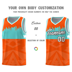 Custom Orange Personalized City Silhouette Pattern Sports Uniform Basketball Jersey