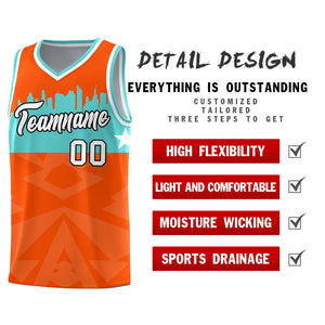 Custom Orange Personalized City Silhouette Pattern Sports Uniform Basketball Jersey