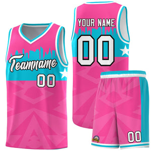 Custom Pink Personalized City Silhouette Pattern Sports Uniform Basketball Jersey