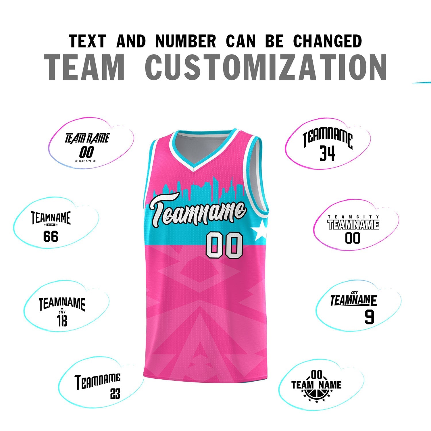 Custom Pink Personalized City Silhouette Pattern Sports Uniform Basketball Jersey