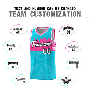 Custom Sky Blue Personalized City Silhouette Pattern Sports Uniform Basketball Jersey