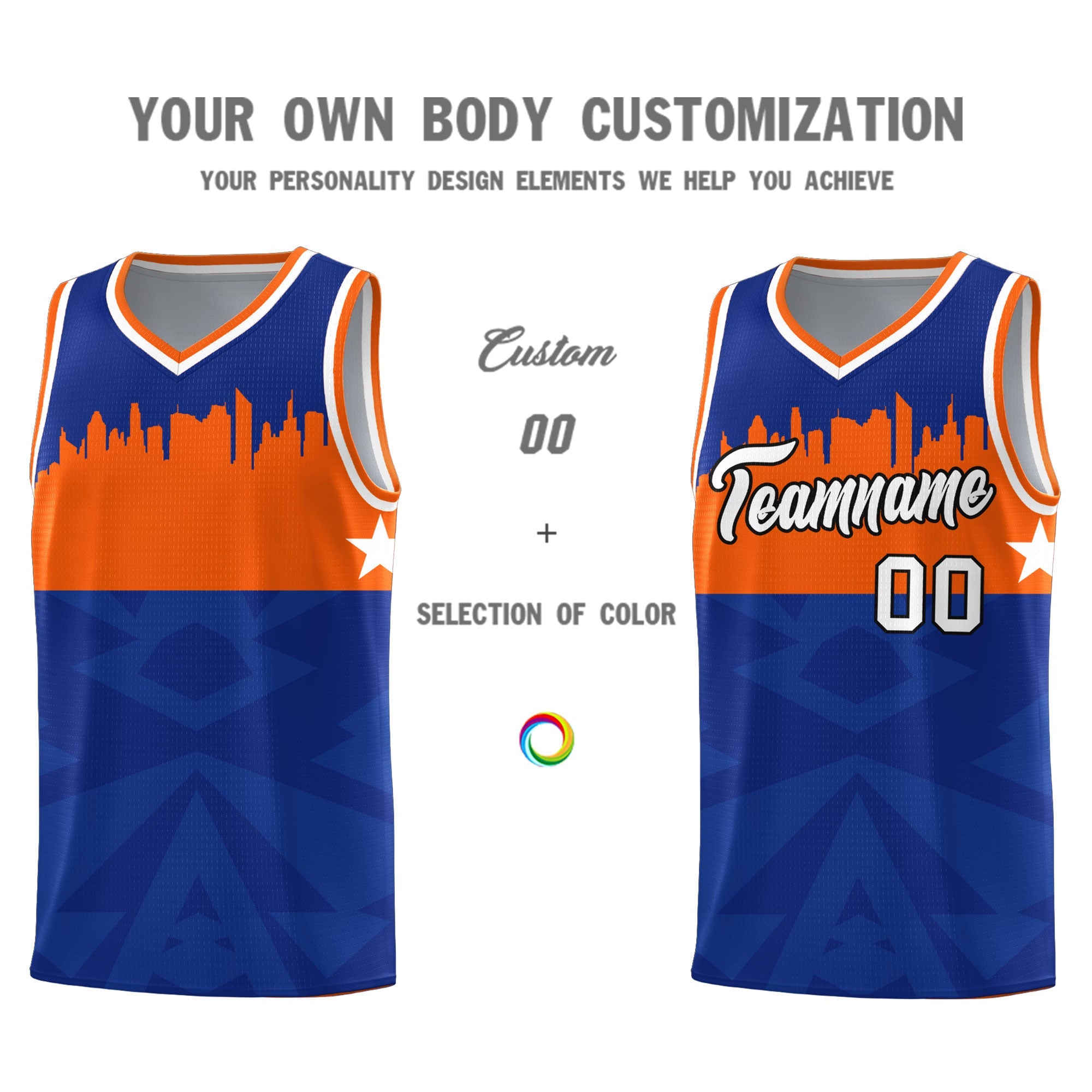 Custom Royal Personalized City Silhouette Pattern Sports Uniform Basketball Jersey