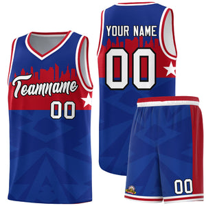 Custom Royal Personalized City Silhouette Pattern Sports Uniform Basketball Jersey