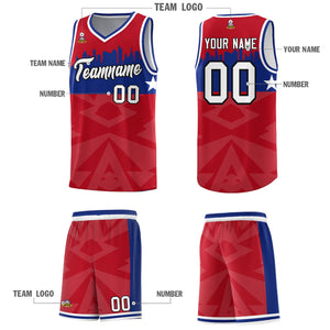 Custom Red Personalized City Silhouette Pattern Sports Uniform Basketball Jersey